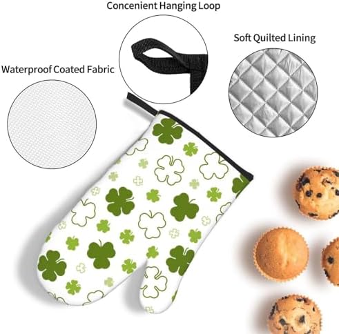 St Patricks Day Heat-Resistant Oven Mitts Poholders Set