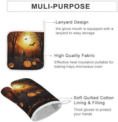 3-Piece Halloween Party Oven Mitts Pot Holders Set