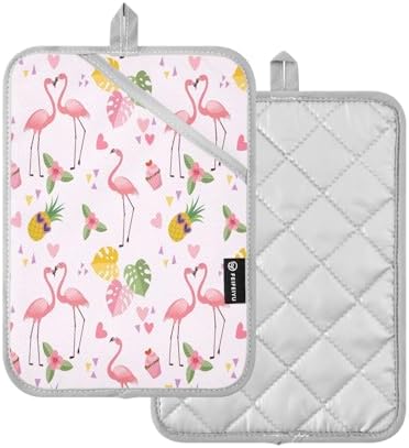 Kcldeci Cute Flamingo Pot Holder Set