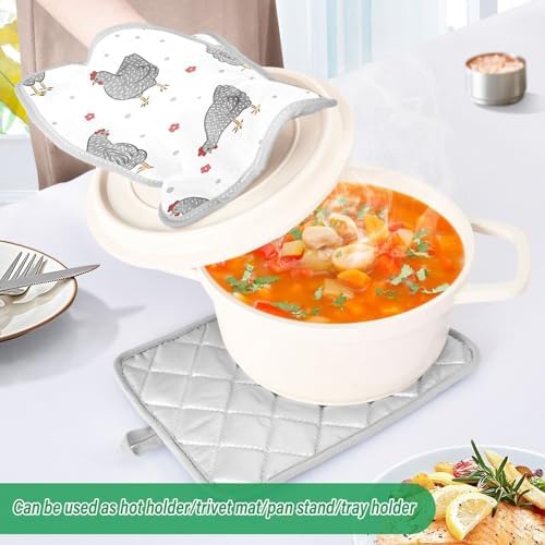 Dalzium Potholder Set of 2 Heat Resistant Oven Mitts with Hand Pocket