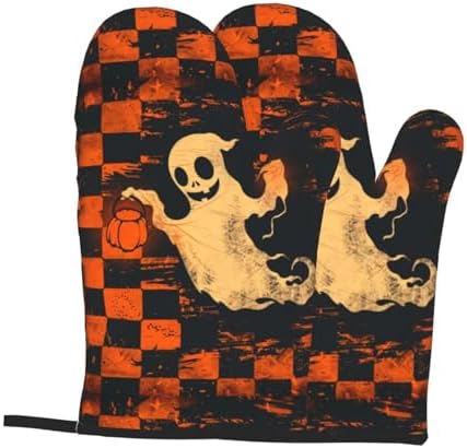Halloween Skull Oven Mitts Heat Resistant Non-Slip Waterproof 1