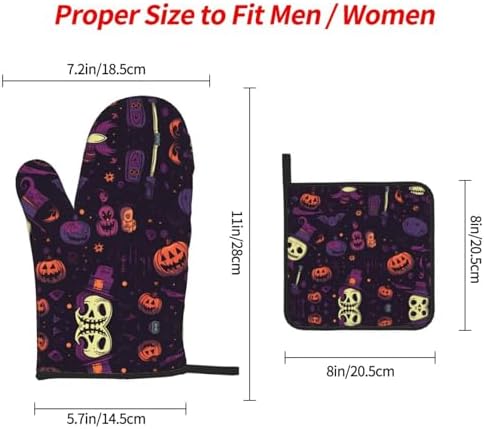 Halloween-Themed Heat-Protective Oven Mitts Set