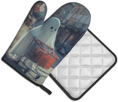 Gjieliness Funny Halloween Ghost Oven Mitts and Pot Holders Set 1