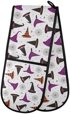 Double Oven Mitts Halloween Witch Hats Heat Resistant Oven Glove