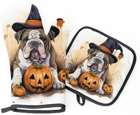Aglebo Halloween Oven Mitts Pot Holders Set of 2 1