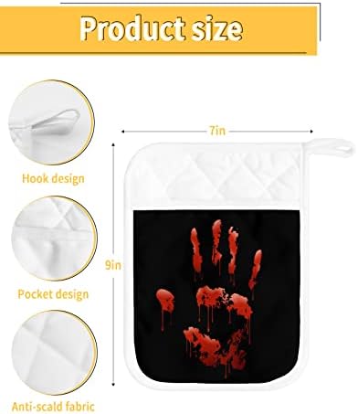 Halloween Blood Handprint 5PCS Pot Holders Set