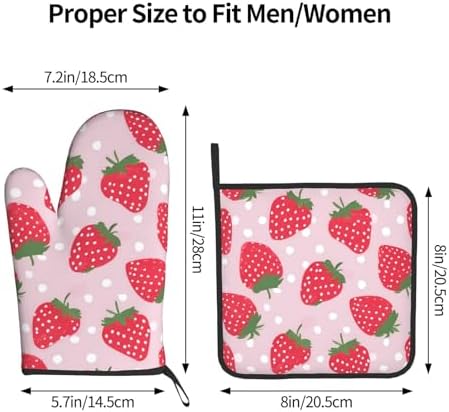 Strawberry Oven Mitts and Pot Holders 2pcs Set