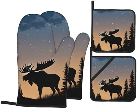 ZHANLEI 4-Piece Oven Mitts Pot Holders Set