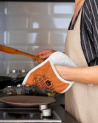 Halloween Pumpkin Orange 5PCS Pot Holders with Pockets and Loops