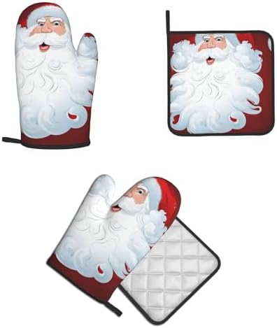 Christmas Day Printed Oven Mitts and Pot Holders 2 Piece Set