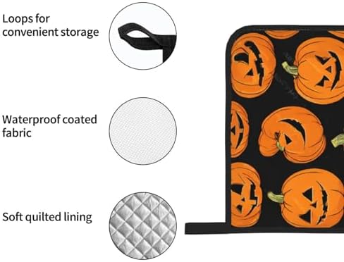 Vuiopuf Halloween Pumpkin Oven Mitts 4-Piece Set