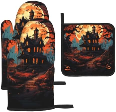 Halloween Castle Oven mitts set