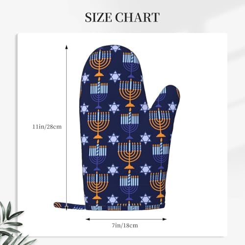 Happy Hanukkah Oven Mitts - Chanukah Kitchen Gloves