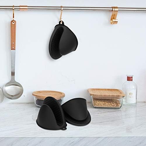 Tifanso Silicone Oven Mitts Set 1 Pair Black