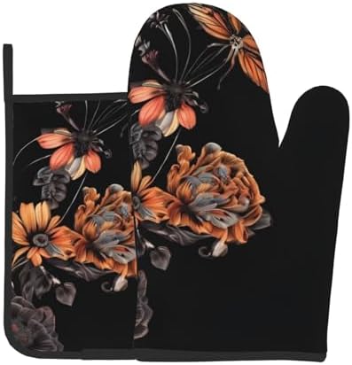 Colorful Butterfly Oven Mitts Pot Holders Set