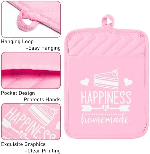 GROBRO7 5-Piece Gradient Pink Cotton Potholders Set