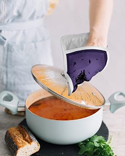 Haunted House Purple Pot Holders with Pocket for Kitchen