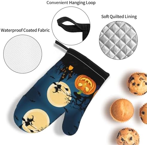 Pumpkin Halloween Oven Mitts and Pot Holder Sets for Cooking Baking