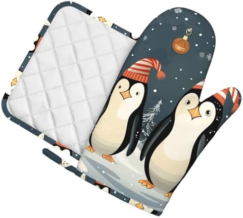 NonhailSilicone Oven Mitts and Potholders Set 500F Heat Resistance Christmas Gifts