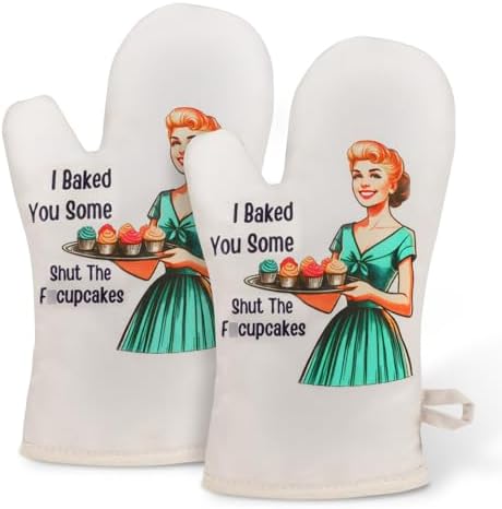 Funny Oven Mitts for Women with Shout the Fucupcakes Text