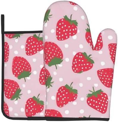 Strawberry Oven Mitts and Pot Holders 2pcs Set