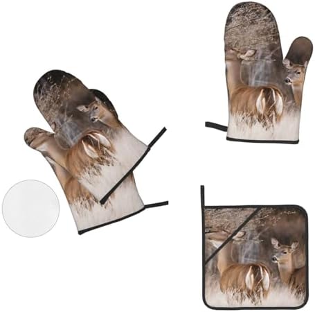 Free Whitetail Deer Oven Mitts Pot Holders 4pcs Set
