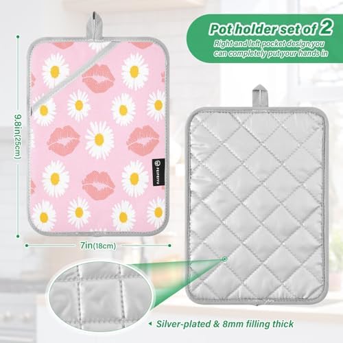 KCldeci Chamomile Heat-Resistant Potholders Set of 2