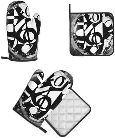 Musical Theme Oven Mitt Pot Holder Set