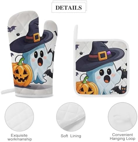 scematician Halloween Ghost Oven Mitts Set Cooking Comfort You Can Count On
