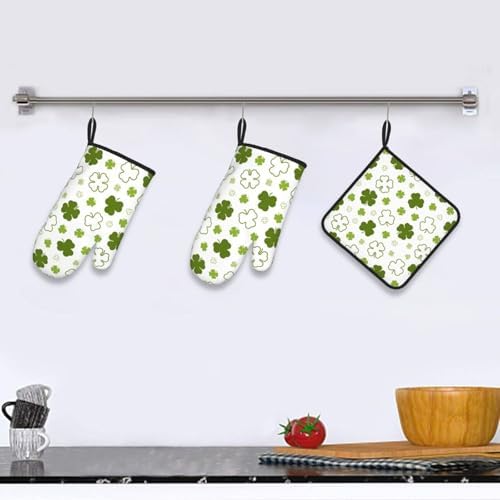 St Patricks Day Heat-Resistant Oven Mitts Poholders Set