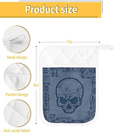 Halloween Skeleton Blue Potholders Set Perfect for Cooking and Baking