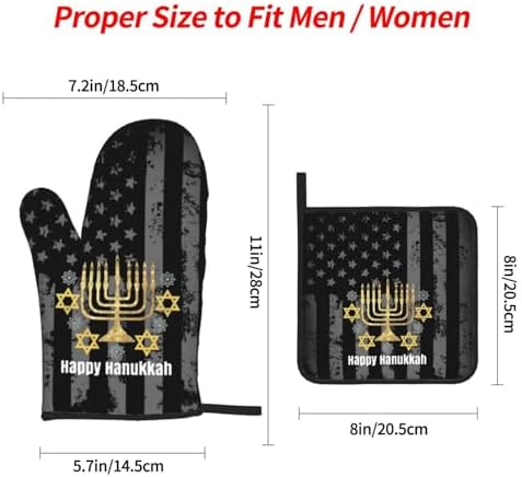 Happy Hanukkah Oven Mitts Pot Holders Set 4PCS