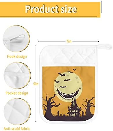 Funny Halloween Moon Potholders Set of 5