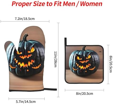 Halloween Bat Pumpkin Oven mitts and DUPI pot holders durability cooking set