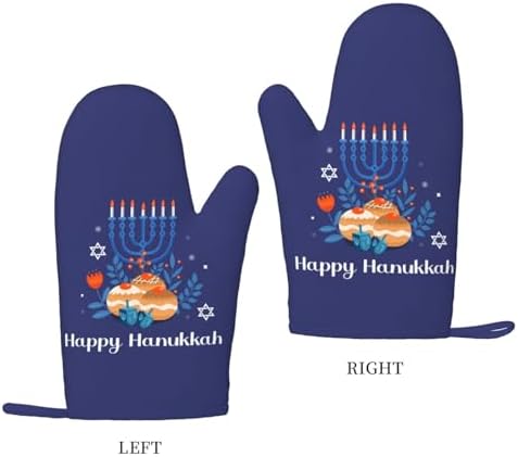 Happy Hanukkah Oven Mitts with Silicone Palm 1