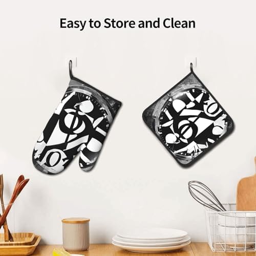 Musical Theme Oven Mitt Pot Holder Set