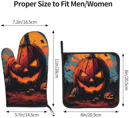 Gjieliness Halloween Pumpkin Oven Mitts and Potholders Set 1