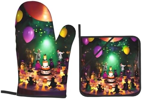 Halloween Party Oven Mitts Heat-Resistant Waterproof Durable