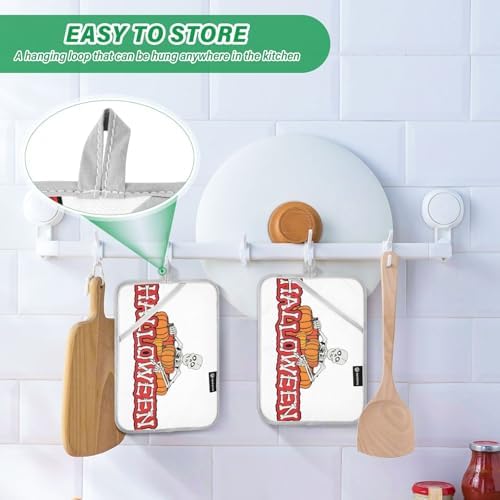 OURVII 2Pcs Halloween Pumpkin Potholders Non-Slip