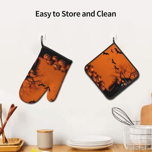 Orange Halloween Oven Mitts Set of 2