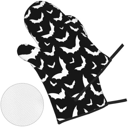 Oven Mitts Pot Holder Set Halloween Cute Bats Heat Resistant Pvc