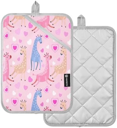 KCldeci Cute Giraffe Heat-Resistant Potholders for Baking Cooking as a Gift