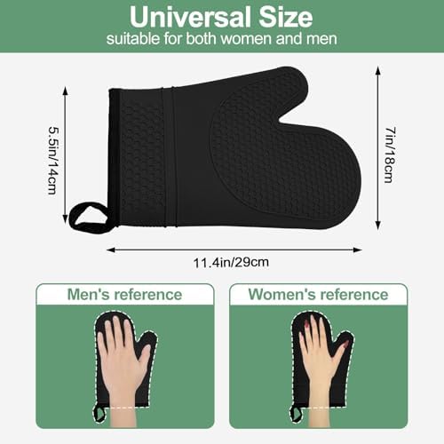 Monbalcon Oven Mitts Silicone Kitchen Gloves Heat Resistant Pair waterproof