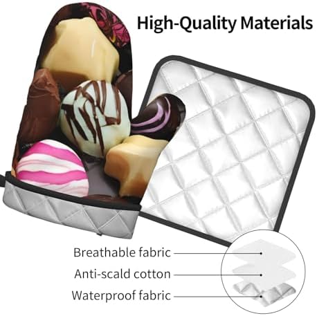 Quopvn Chocolate Printed Oven Mitts and Pot Holders Set