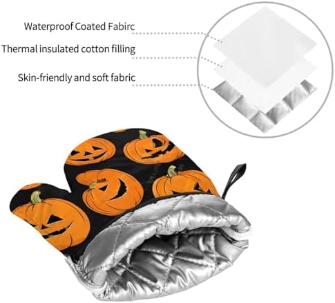 Vuiopuf Halloween Pumpkin Oven Mitts 4-Piece Set