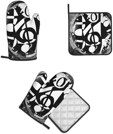 Musical Theme Oven Mitt Pot Holder Set