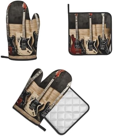 Oven Mitt and Pot Holder Set with Insulated Properties Non-Slip Kitchen Potholders
