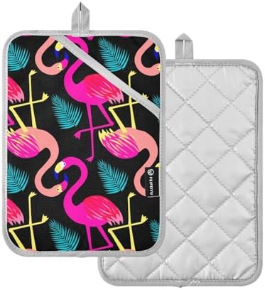 Bright Flamingo Birds Potholder Set