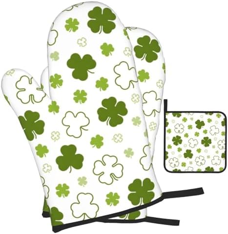 St Patricks Day Heat-Resistant Oven Mitts Poholders Set