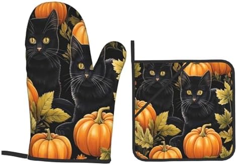 Halloween Treat Safe Oven Mitts Pot Holders for Baking BBQ